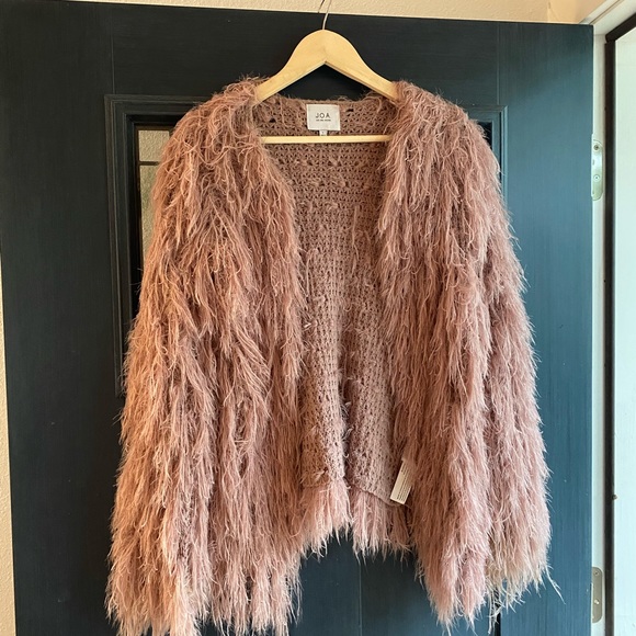 J.O.A Shaggy Fuzzy Fluffy Pink Cardigan - Picture 1 of 11